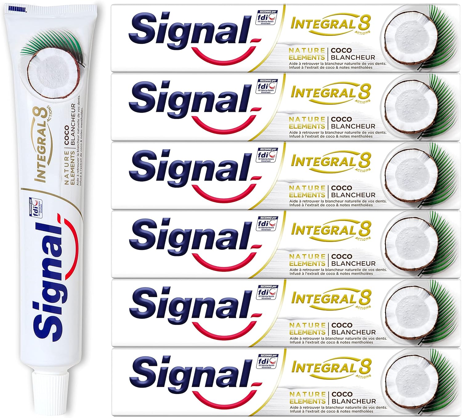 Signal Dentifrice Integral 8 Nature Elements Coco Blancheur, Action