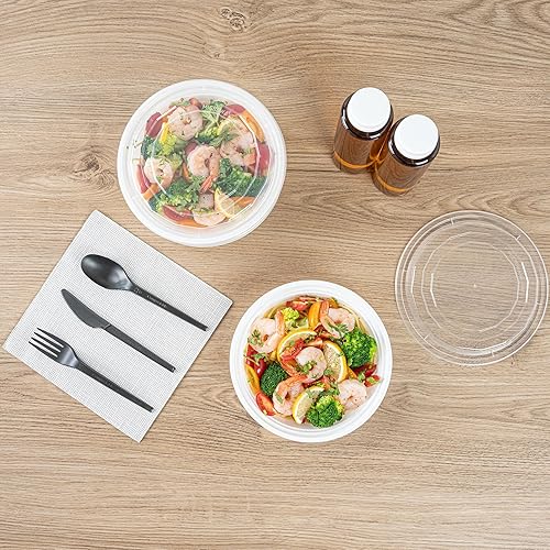 Miniatura 107 de Restaurantware Asporto - Cajas para llevar de 16 onzas, 50 recipientes de alimentos para llevar para microondas, tapas de plástico transparente Negro