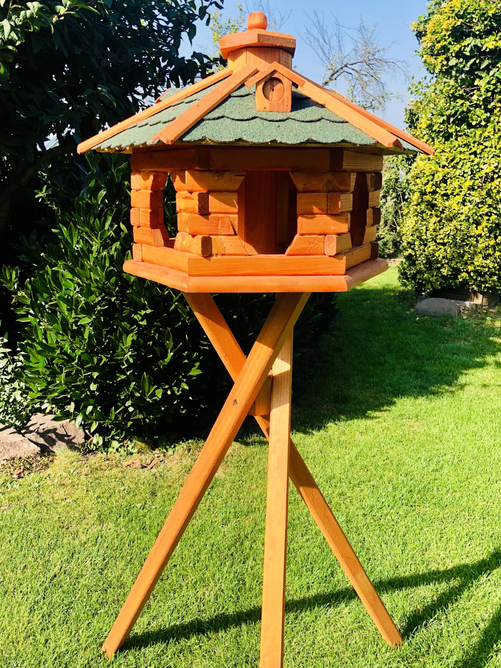 Nichoir hexagonal fait à la main en bois résistant aux intempéries M à XXL avec et sans support I Mangeoire I Mangeoire I Mangeoire I Résistant aux intempéries I Toit en bitum (Taille XL avec