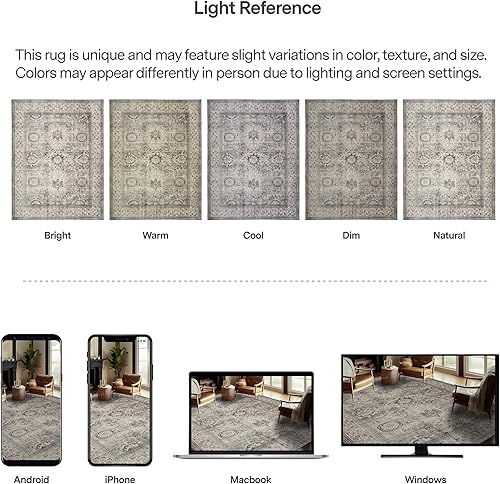 Miniatura 6 de ReaLife Rugs Alfombra de Área Lavable a Máquina - Sala de Estar Dormitorio Baño Cocina Entrada Oficina - Acolchada de Pila Baja Resistente a Manchas