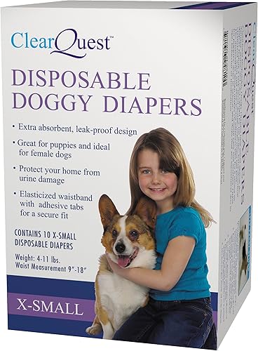 Miniatura 8 de ClearQuest Pañales desechables para perros, pañales para mascotas superabsorbentes a prueba de fugas
