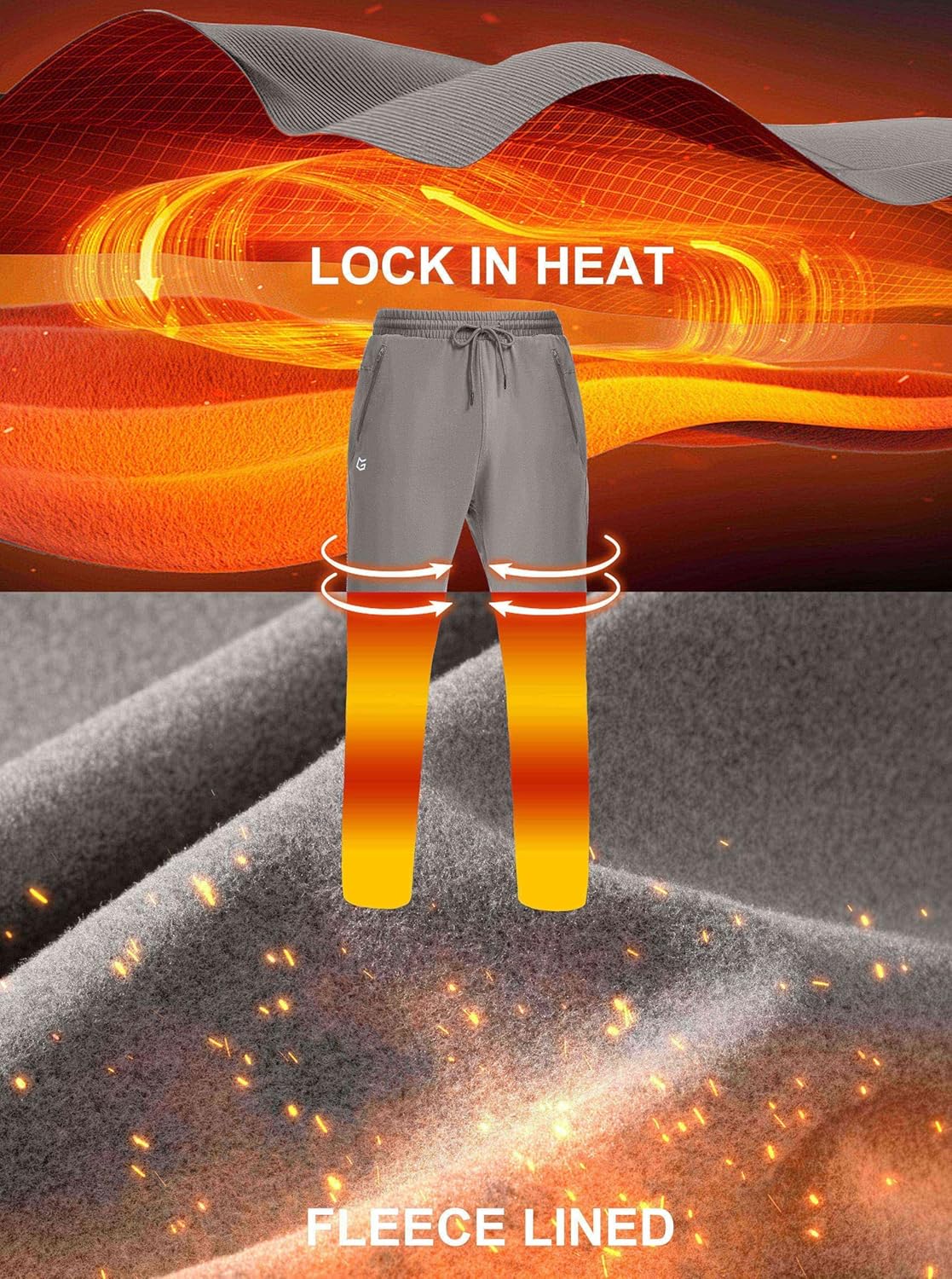 G Gradual Men's Fleece Lined Winter Pants with 3 Zipper Pockets Warm Athletic Joggers Workout Running Sweatpants for Men - Image 5