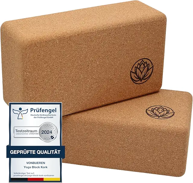 Bloques de Yoga VonBueren | Ladrillos de Corcho Natural | 2 Piezas