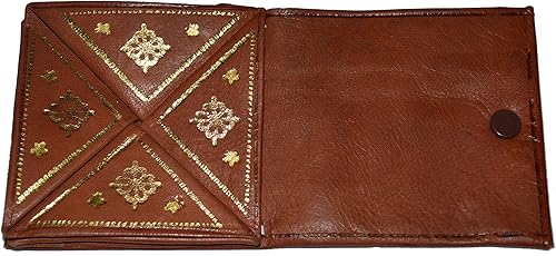 Miniatura 2 de Treasures Of Morocco Cartera marroquí Moneda Cuero Genuino Bi-fold Hecho A Mano Bolsillo Unisex Marrón