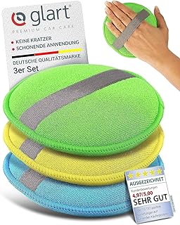 Microfiber Polishing Sponge Car - Set of 3, Applicator Pads for Waxes, Polishes, Paint Cleaners & Paint Sealants - 130x25 mm Hand Polishing Sponge Car - Scratch-Free & Gentle Application
