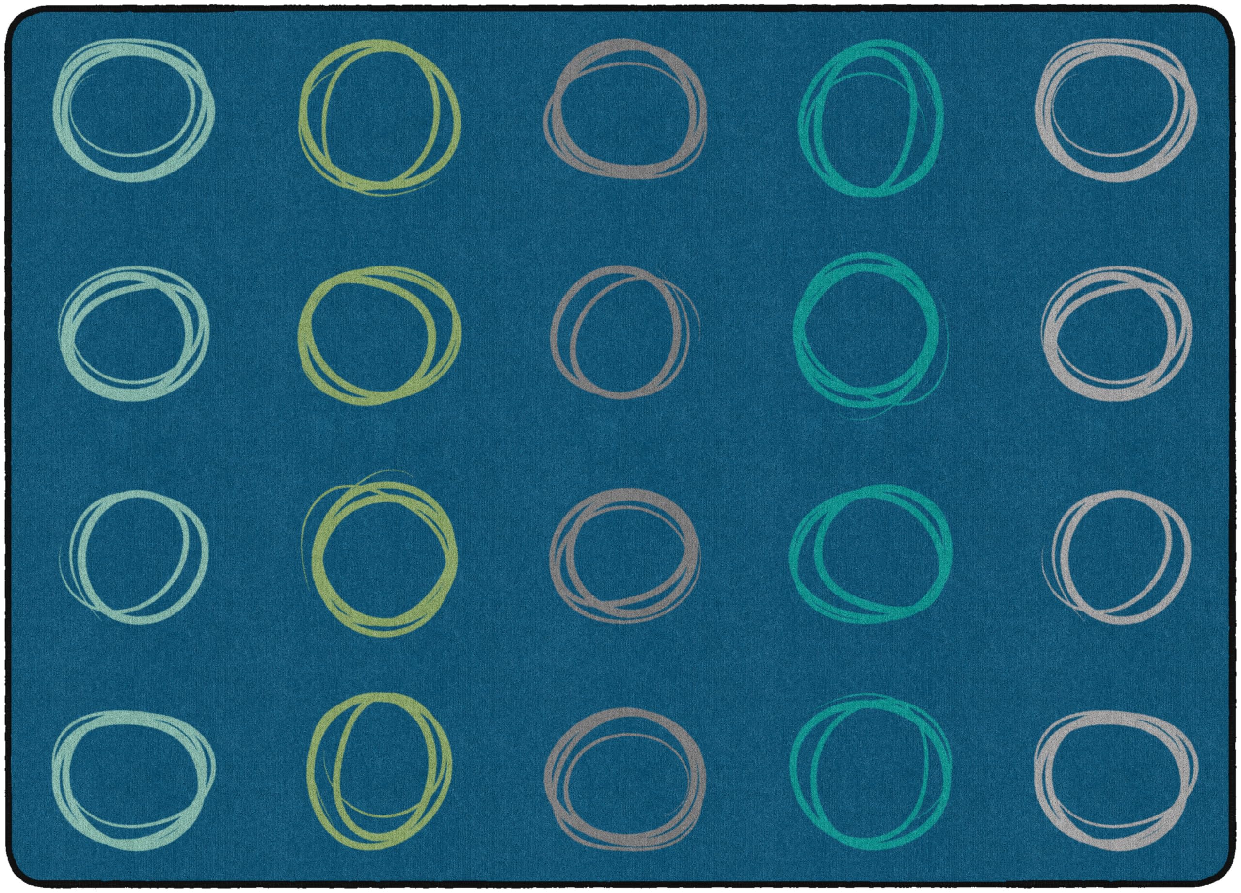 Photo 1 of Flagship Carpets Circle Sampler Abstract Classroom Educational Area Rug for Kids and Teachers, Quality for Schools, Preschool, Daycare, & Learning Centers, Seats 20, 6' x 8'4" - Calming Blue