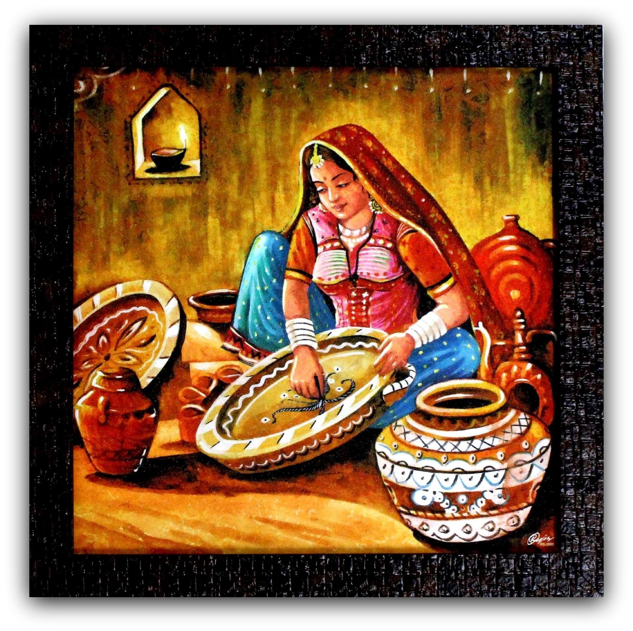 Buy Soul of rural India village heritage painting shimmering
