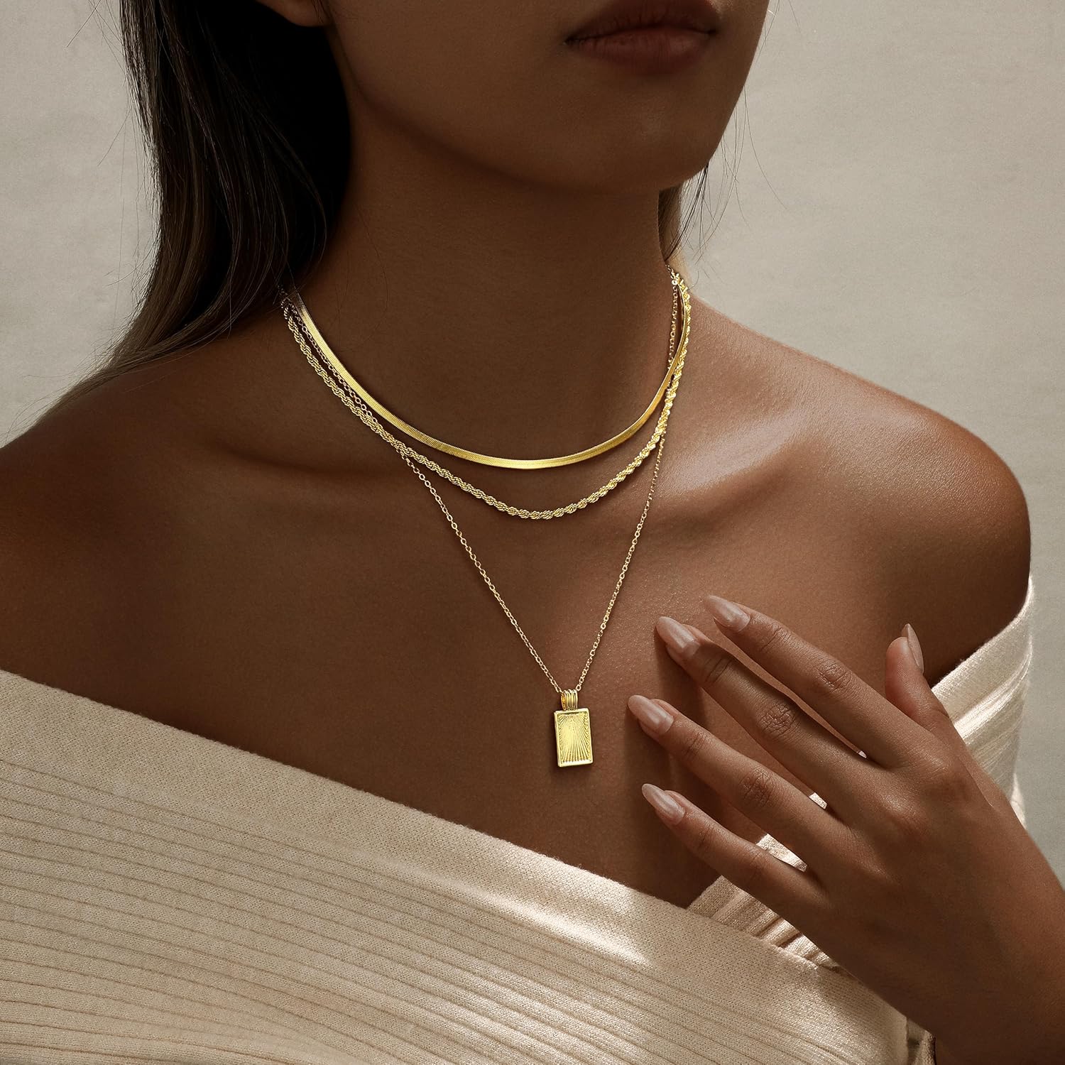 Layered Gold Silver Necklaces for Women, Stackable Stack 14K Real Gold Plated Silver Chain Necklace Diamond Circle CZ Layering Pendant Necklaces Trendy Gold Jewelry Set Gifts - Image 4