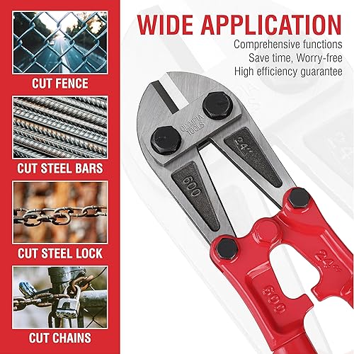 Miniatura 4 de Olympia Tools Cortador de pernos de 24 pulgadas con aleación de acero forjado y mango ergonómico de goma para cortar vallas, alambre de acero,