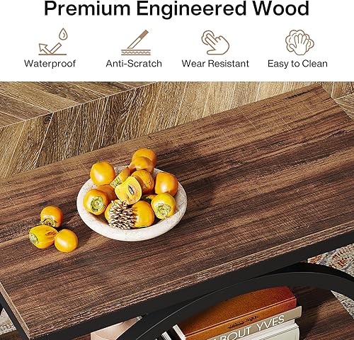 Miniatura 6 de Tribesigns Mesa auxiliar, mesa auxiliar estrecha con 3 estantes de almacenamiento, mesa auxiliar de madera con marcos de metal negro, mesa auxiliar