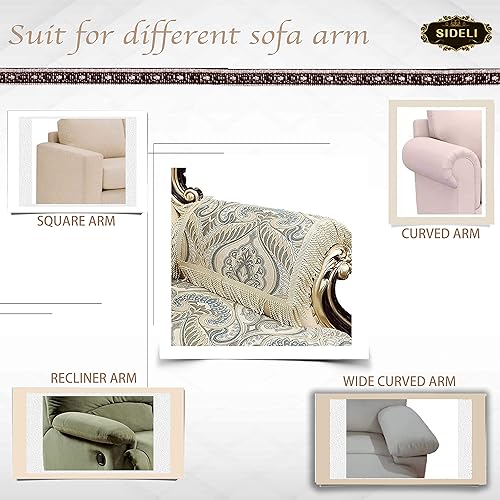 Miniatura 5 de Juego de 2 protectores de reposabrazos de felpilla europeos de lujo para sofá, funda antideslizante de jacquard para silla, sofá, protectores de