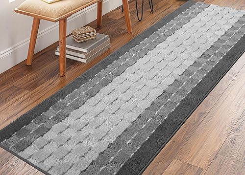 Miniatura 27 de Tapete de pasillo de corte personalizado, antideslizante, 66 cm. / 26 pulgadas de ancho x tu elección de largo. Pergamino verde,Antracita a