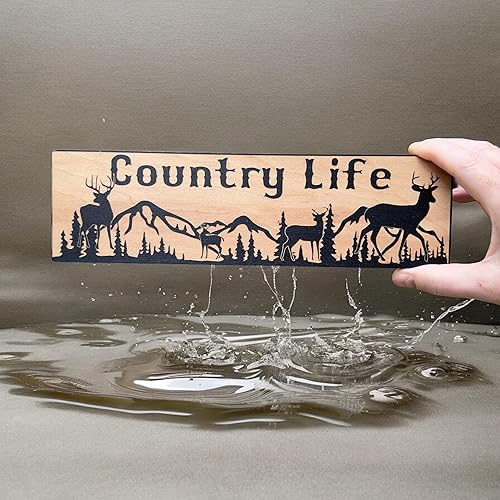 Miniatura 7 de Country Life Deer Mountain Scene - BLACK Sign 4x12