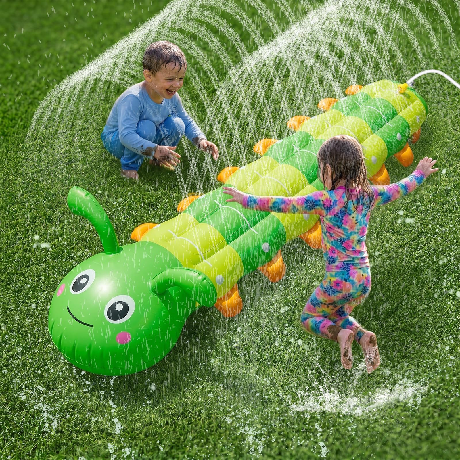 Water Sprinkler for Kids, Large Caterpillar Inflatable Sprinkler