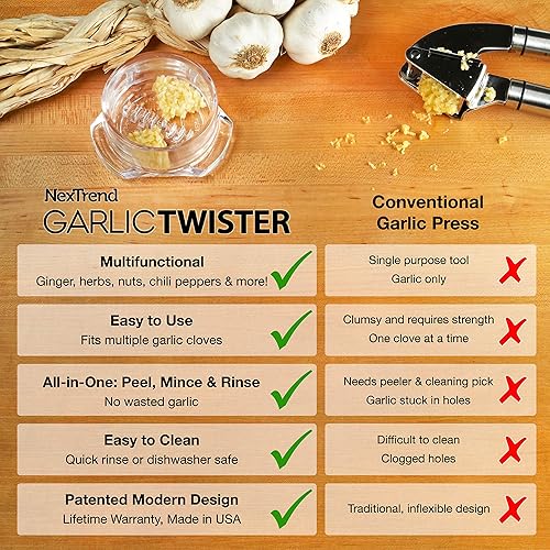 Miniatura 17 de Nextrend Ajo Twister 4ª generación – Capacidad de 3 – 5 dientes, apto para lavavajillas, sin BPA (verde) Verde,Claro,Púrpura