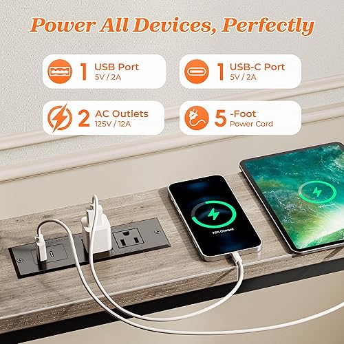 Miniatura 4 de SUPERJARE 102.3 Inch Sofa Table with 2 Power Outlets and USB-C Ports, 5.9 Inch Narrow Console Table with Storage, Extra-Long, for Entryway Hallway