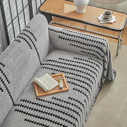 Miniatura 5 de Fundas bohemias de franela para sofá de invierno para sofá de 2 cojines, aptas para mascotas, suaves, cálidas, antideslizantes, de forro polar, a