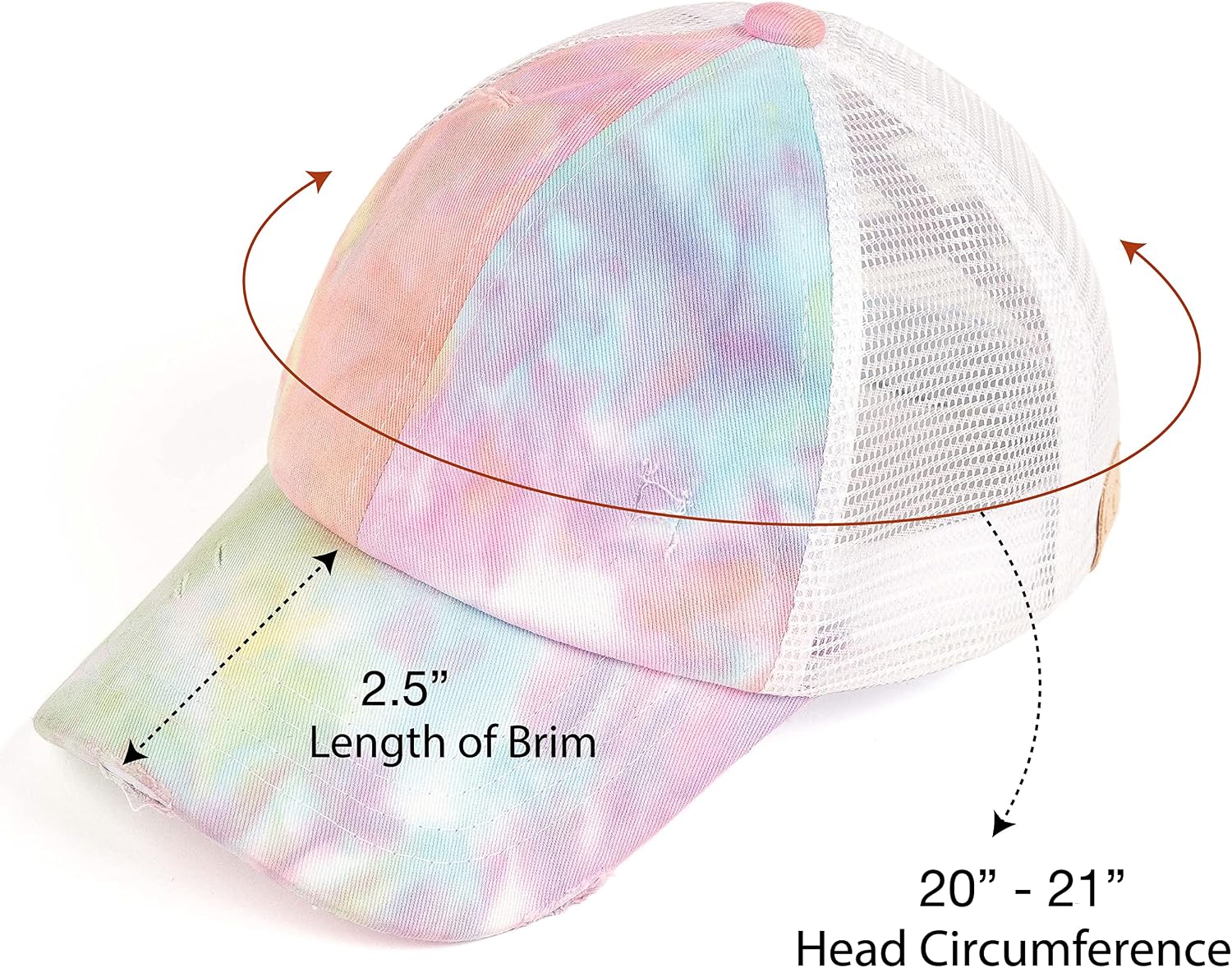 C.C Kids Criss-Cross Elastic Band Ponytail Caps Messy Buns Trucker Plain Baseball Cap (KIDS-BT-791)