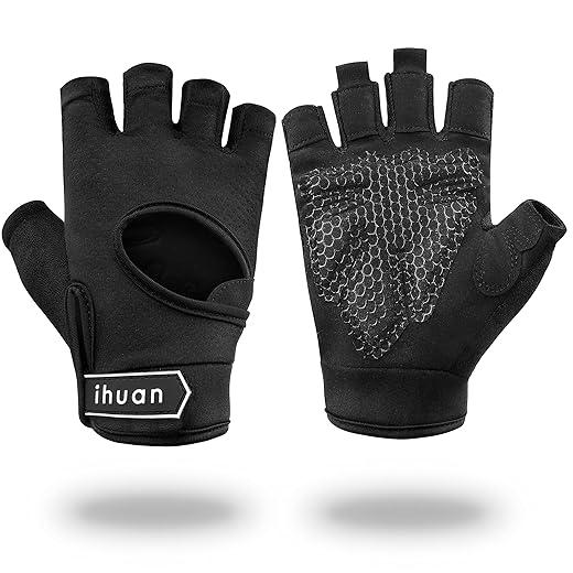 ihuan New Breathable Workout Gloves for Women & Men - No More Sweaty & Full Palm Protection Gym Exercise, Cycling, Fitness, Weightlifting, Pull-ups, Deadlifting, Rowing