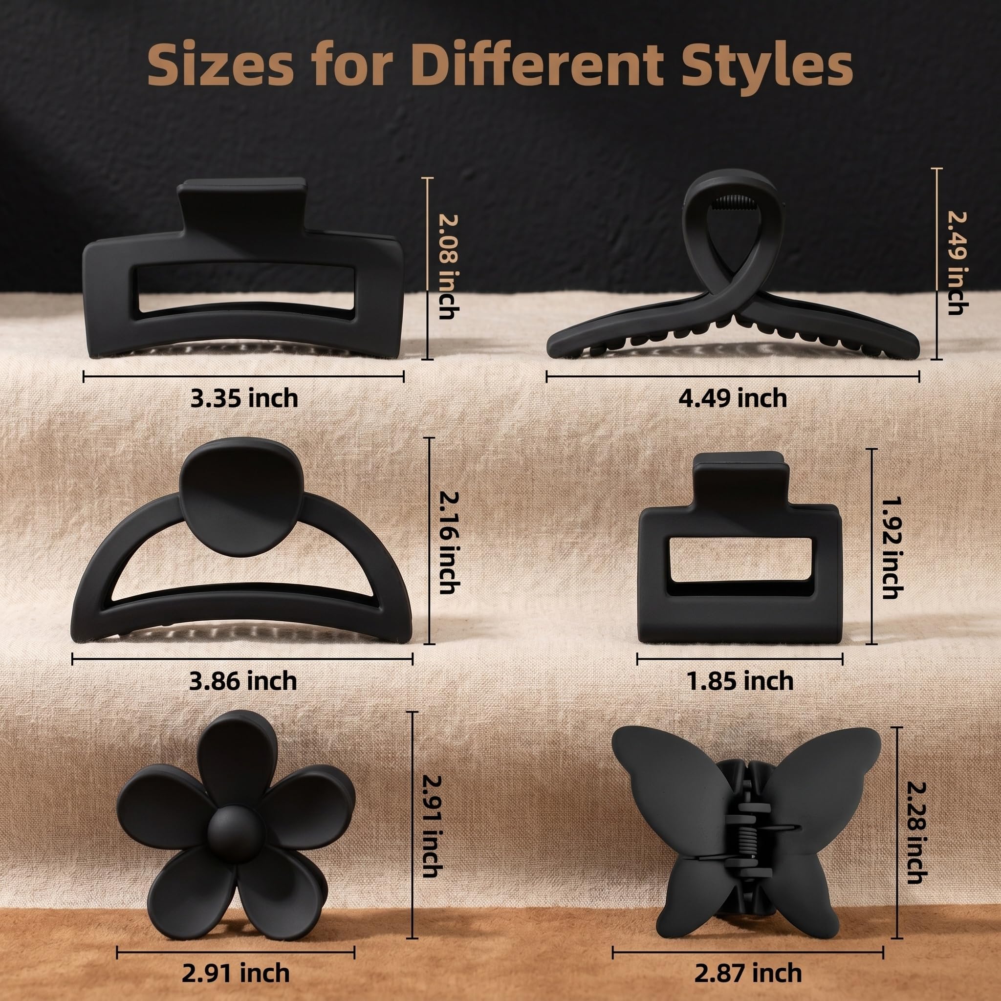 Amazon.com: 6 Pack Matte Non-Slip Hair Accessories - Claw  display picture 1