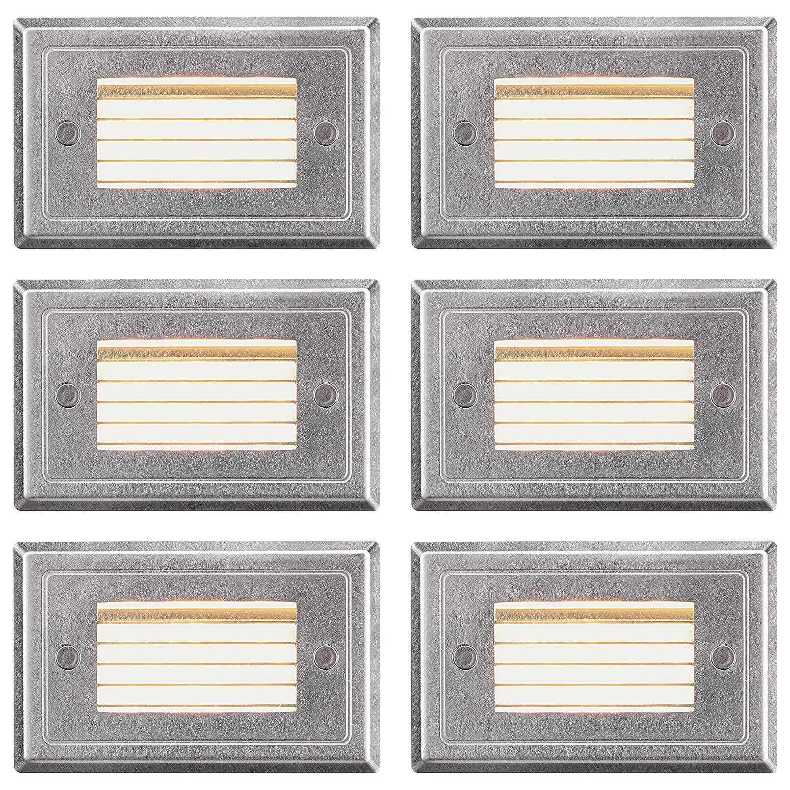 LEONLITE 12V Low Voltage Step Lights, 3W LED Step Lights Outdoor, ETL Listed, Landscape Stair Lights, Surface Mount, Aluminum, IP65 Waterproof, 3000K Warm White, 304 Stainless Steel, 150LM, Pack of 6
