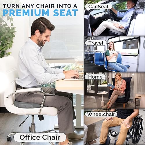 Vista 39 de ComfiLife - Cojín prémium de gel y espuma viscoelástica para silla de oficina, escritorio y asiento de automóvil, recomendado por doctores para Negro