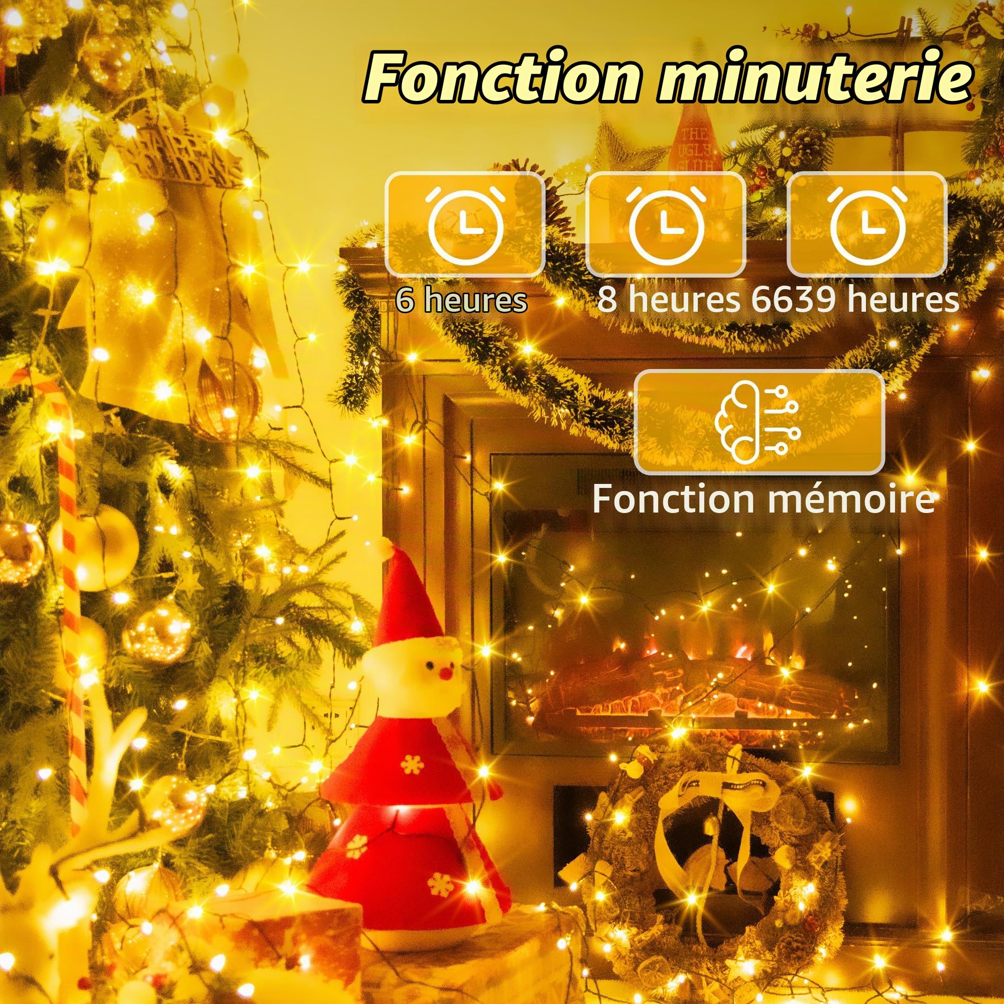 Auriostar Guirlande Lumineuse Exterieure LED, 80M 800LED Guirlande Lumineuse de Noël avec Télécommande et Minuterie, 8 Modes, Décoration de Fête pour Noël, Anniversaire, Mariage, Salon, Blanc Chaud