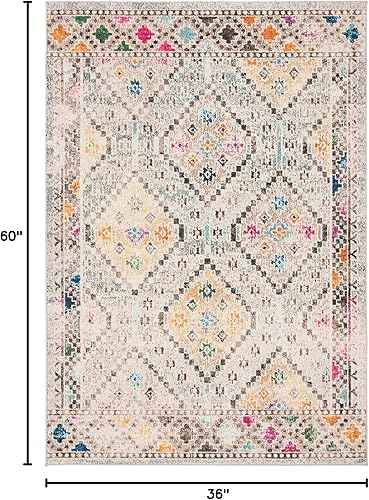 Vista 95 de Safavieh Madison Collection MAD418F - Alfombra de área con diamantes, Polipropileno, Azul Oscuro/Amarillo