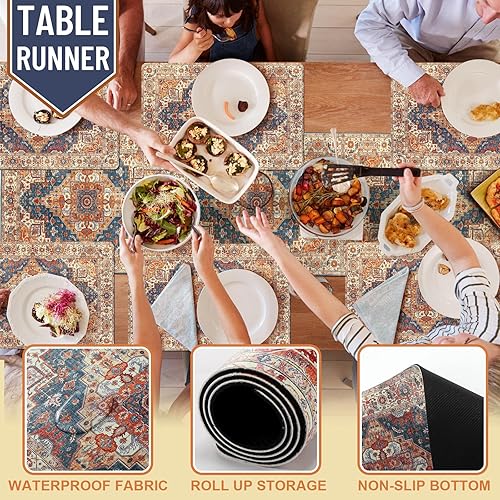 Miniatura 5 de Juego de 4 manteles individuales bohemios resistentes al calor de 17.7 x 11.8 pulgadas, protector de mesa impermeable a prueba de calor, tapete 350f