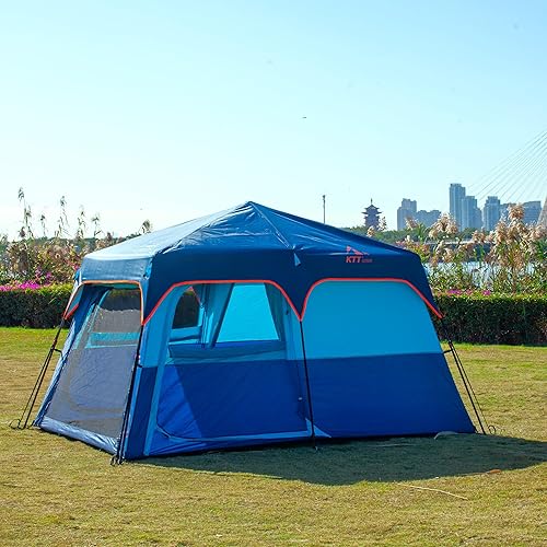 Miniatura 3 de KTT Large Tent 6-8 Person,Family Cabin Tents,Instant,2 Rooms,3 Doors and 3 Windows with Mesh,Straight Wall,Waterproof,Double Layer,Big Tent for