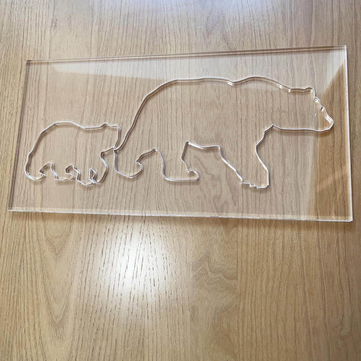 Bear and Cub Router Template Set, Clear Acrylic, 4 x 11 inches Cutout, Woodworking Inlay Guide