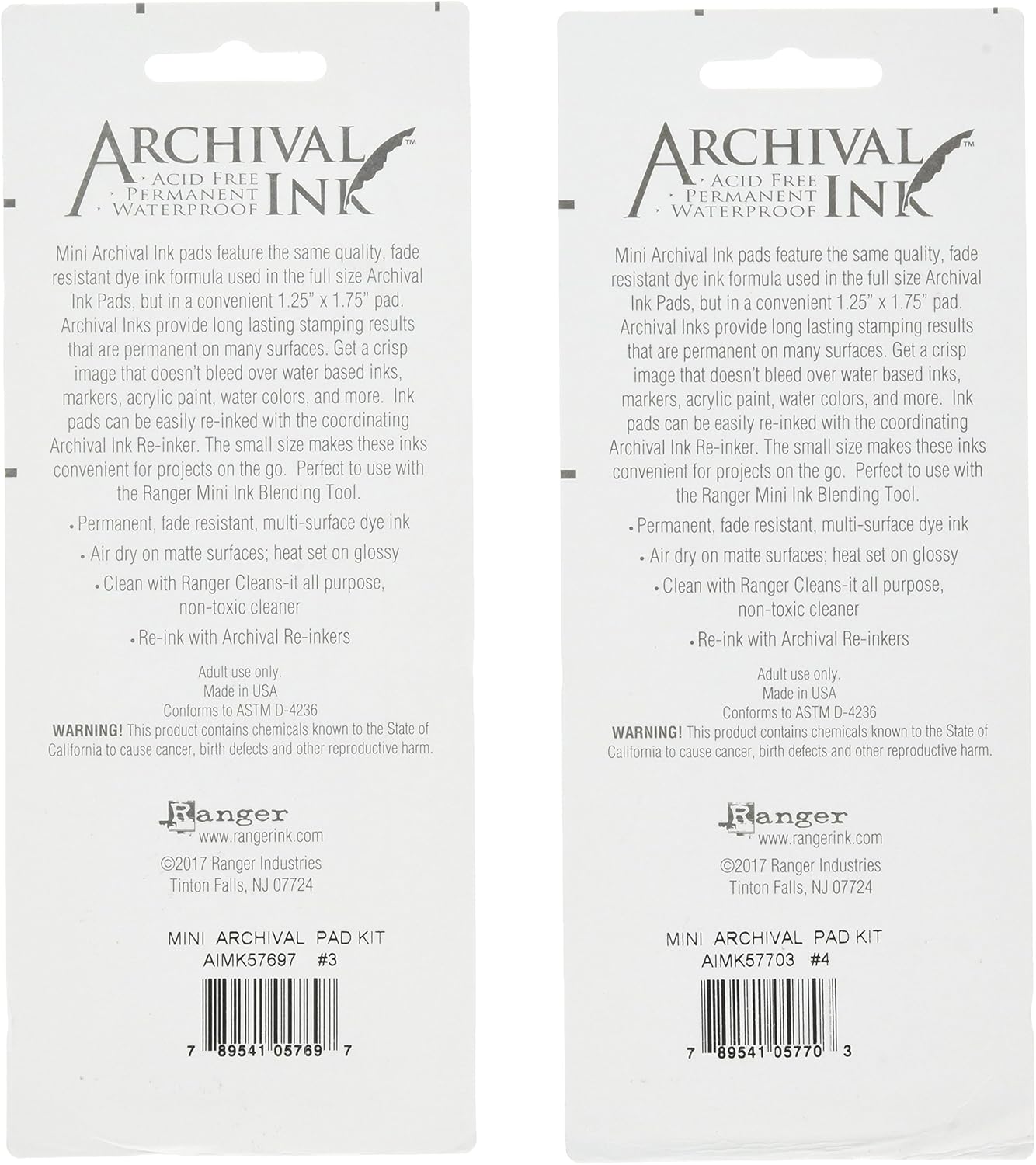 Ranger Mini Archival Ink Pad Kits #3 & #4 - 2 item Bundle
