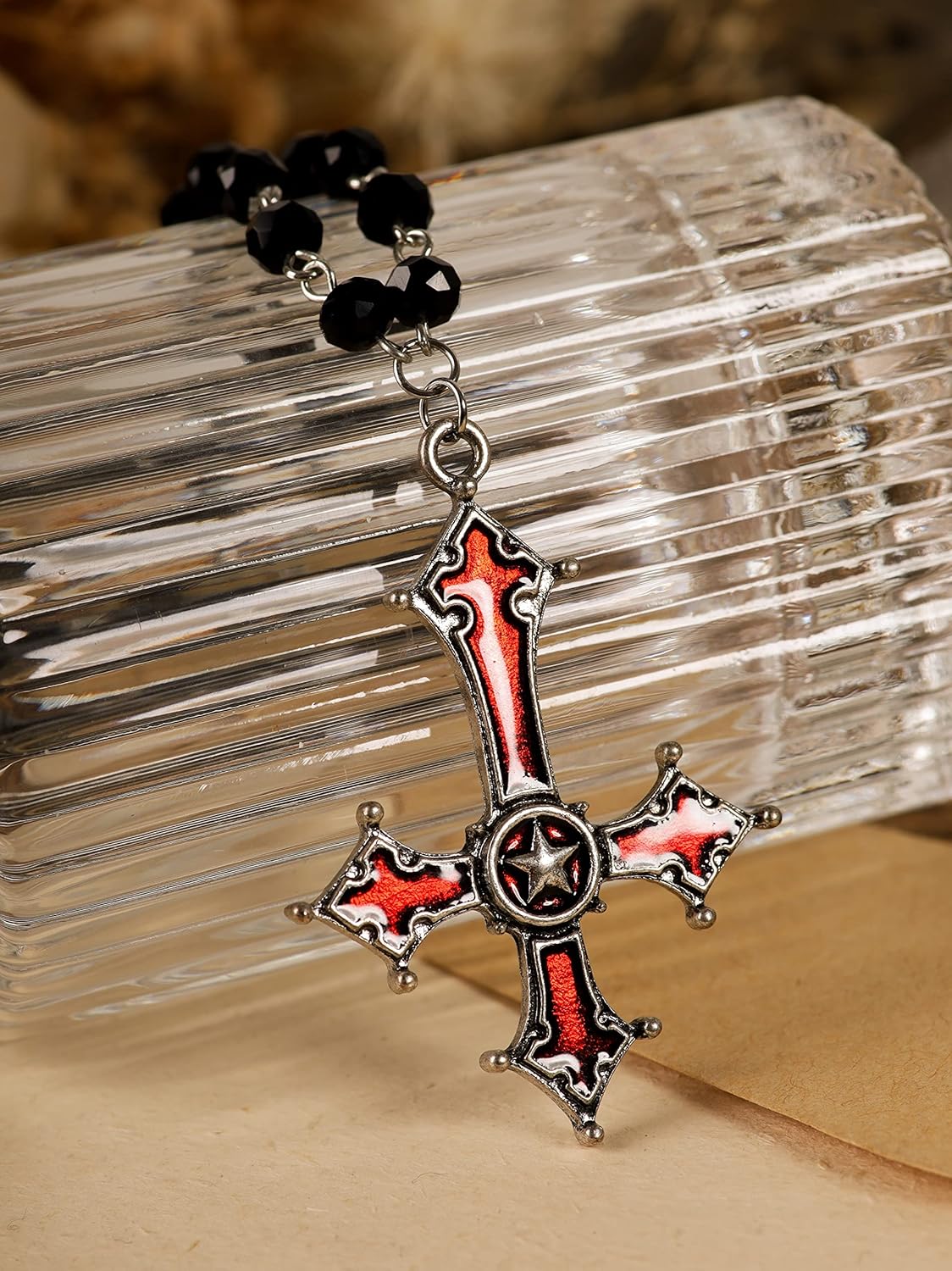 Sacina Gothic Upside Down Cross Necklace, Layered Cross Necklace, Halloween Christmas New Year Jewelry Gift For Women - Image 5