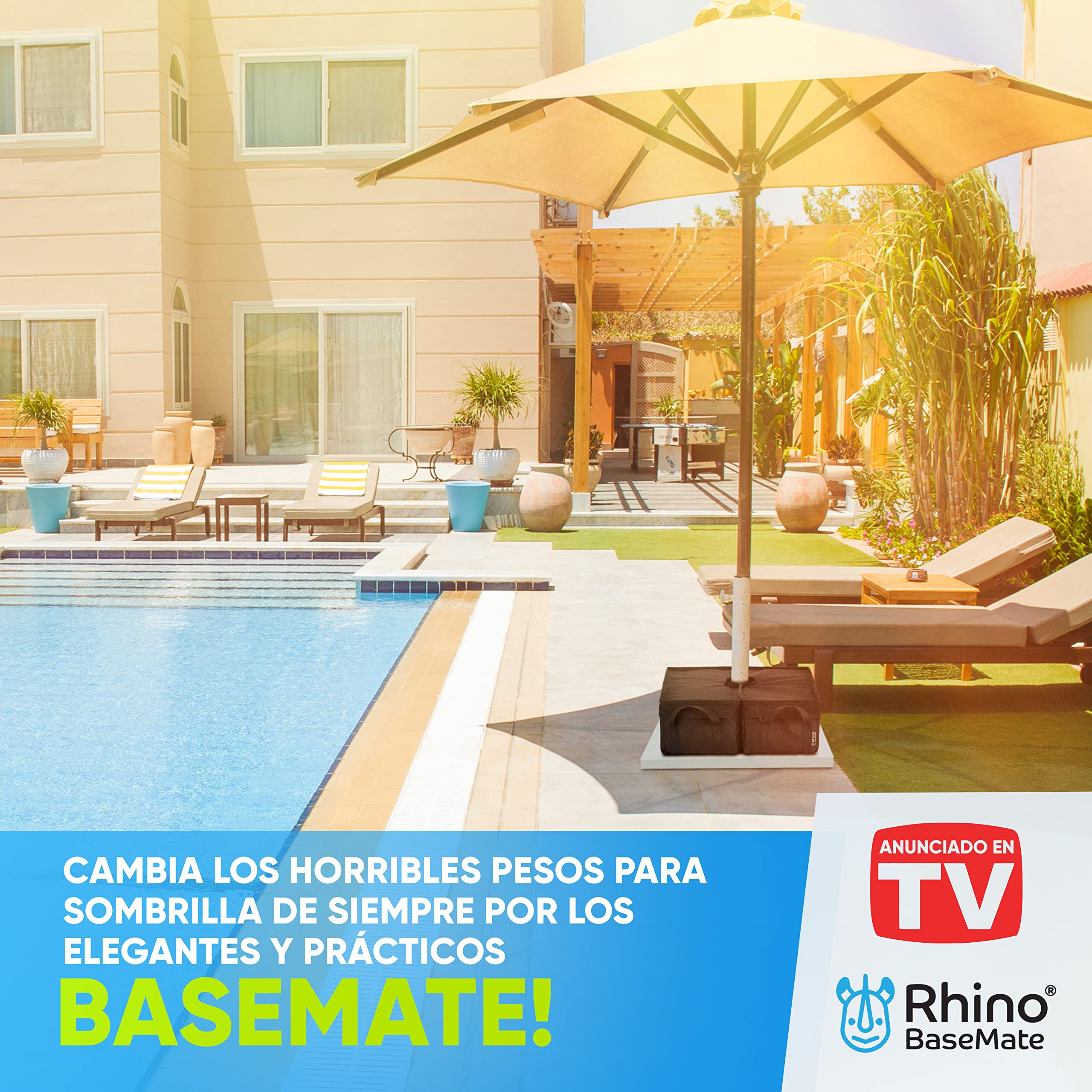Rhino - Peso de la base para sombrilla, 45,7 cm, peso de la base del paraguas, se adapta a cualquier soporte, voladizo y cualquier soporte para sombrilla de patio al aire libre, fácil de instalar