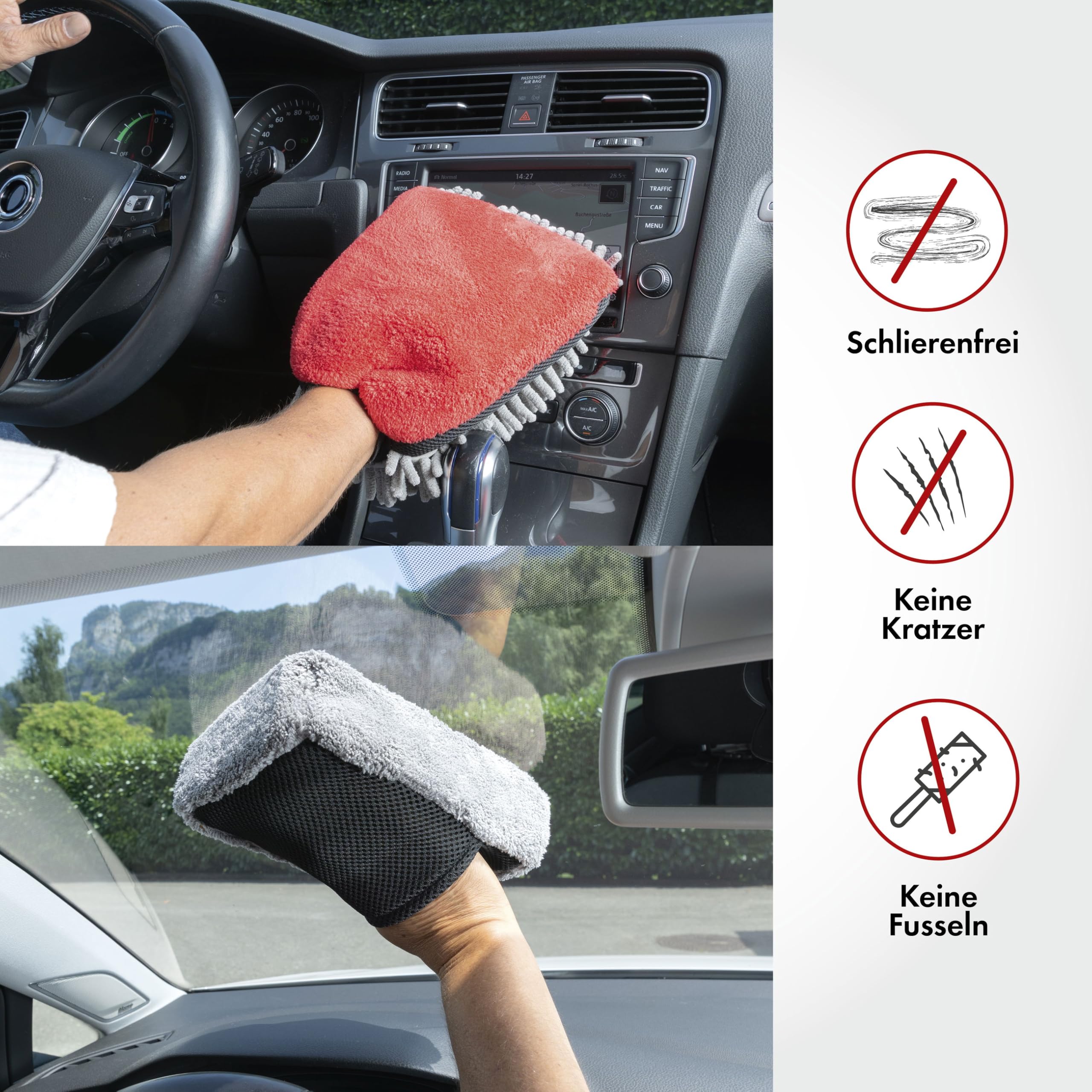 Walser Waschhandschuh Auto, 2er Set Autoschwamm und Auto Handschuh für optimale Autopflege Außen, Premium Auto Schwamm für effizientes Auto Waschen, Mikrofaser Handschuh, Mikrofaser Schwamm Auto Auto & Motorrad