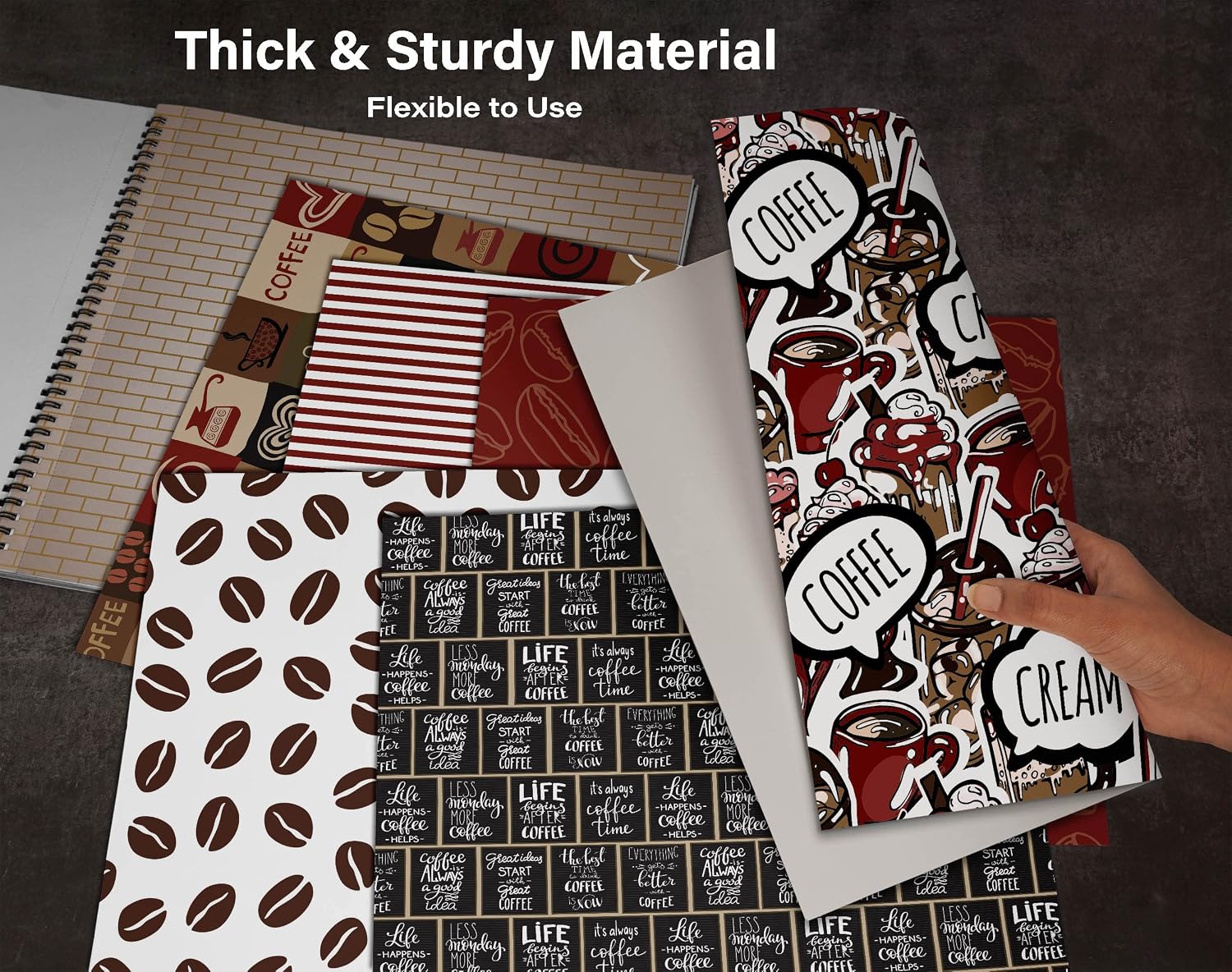 25 Sheets Coffee Texture Scrapbook Paper Pad 12x12, Single-Sided Scrapbook Paper- Colorful Cardstock Paper Scrapbooking DIY Decorative Background Cardmaking Supplies- Journal Craft Paper