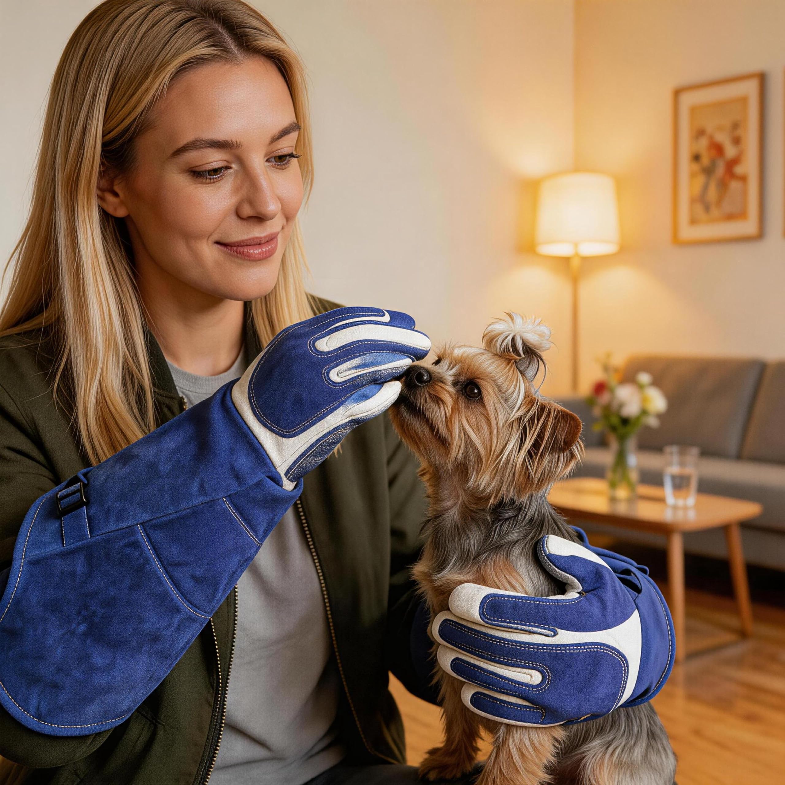 Gants de protection contre les animaux anti-morsure Cuir souple Épaissir Gants anti-rayures Gants de protection résistant aux morsures(L)