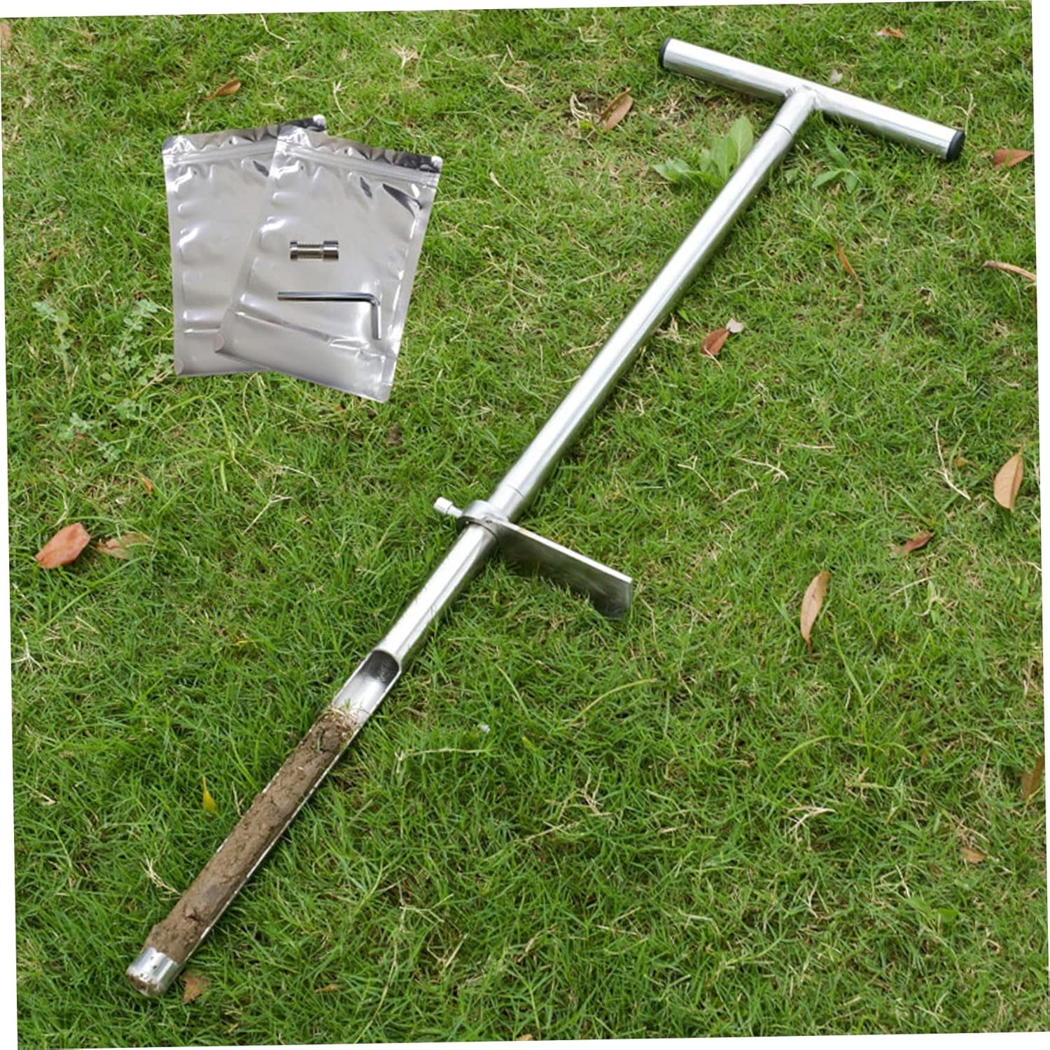 Soil Probe, 35in Stainless Steel Soil Sample Tool with T-Handle for Efficient Testing, Sample Probe for Garden, Lawn, and FarmSoil RodSoil ProbeSoil Test