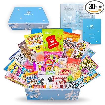 Japanese Snacks & Candy Dagashi with English Pamphlet 30 Pieces Custom Gift Set (Box)