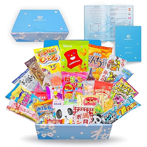 Japanese Snacks & Candy Dagashi with English Pamphlet 30 Pieces Custom Gift Set (Box) - Box