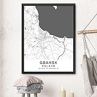 Vista 3 de Mapa de Gdansk, Polonia, Light 2 (16x20)
