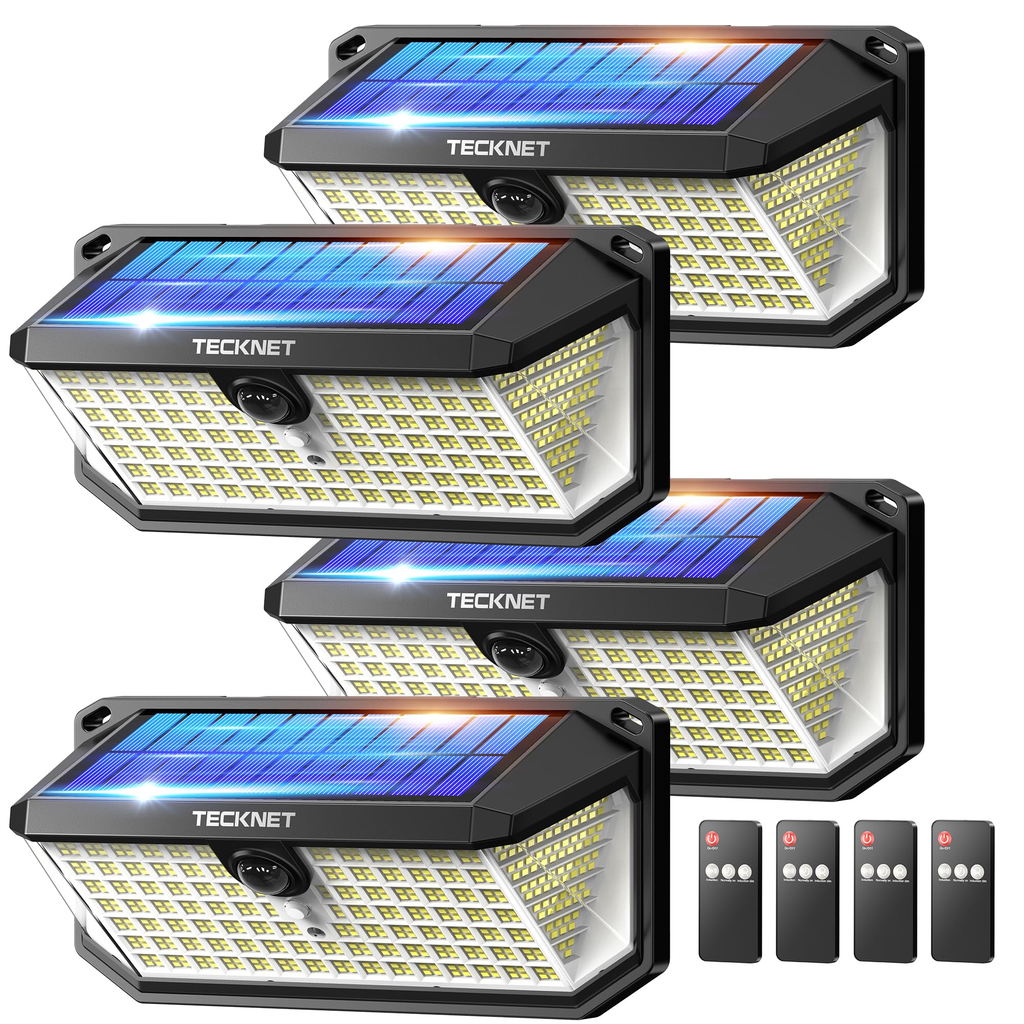 TECKNET Luce Solare LED Esterno, 546 LED, Illuminazione a 300°, IP66 | Faretto LED da Esterno Solare con Telecomando, Gancio per Lampada Solare da Esterno, per Giardini, Garage, Terrazze