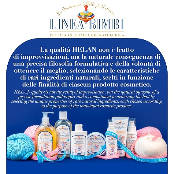 Helan Linea Bimbi - Gentle Hair Conditioner for Children, Detangler for Curly and Hard-to-Comb Hair for Boys and Girls, Paraben and Silicone Free with Jojoba Oil & Sweet Almond, Made in Italy, 50fl oz