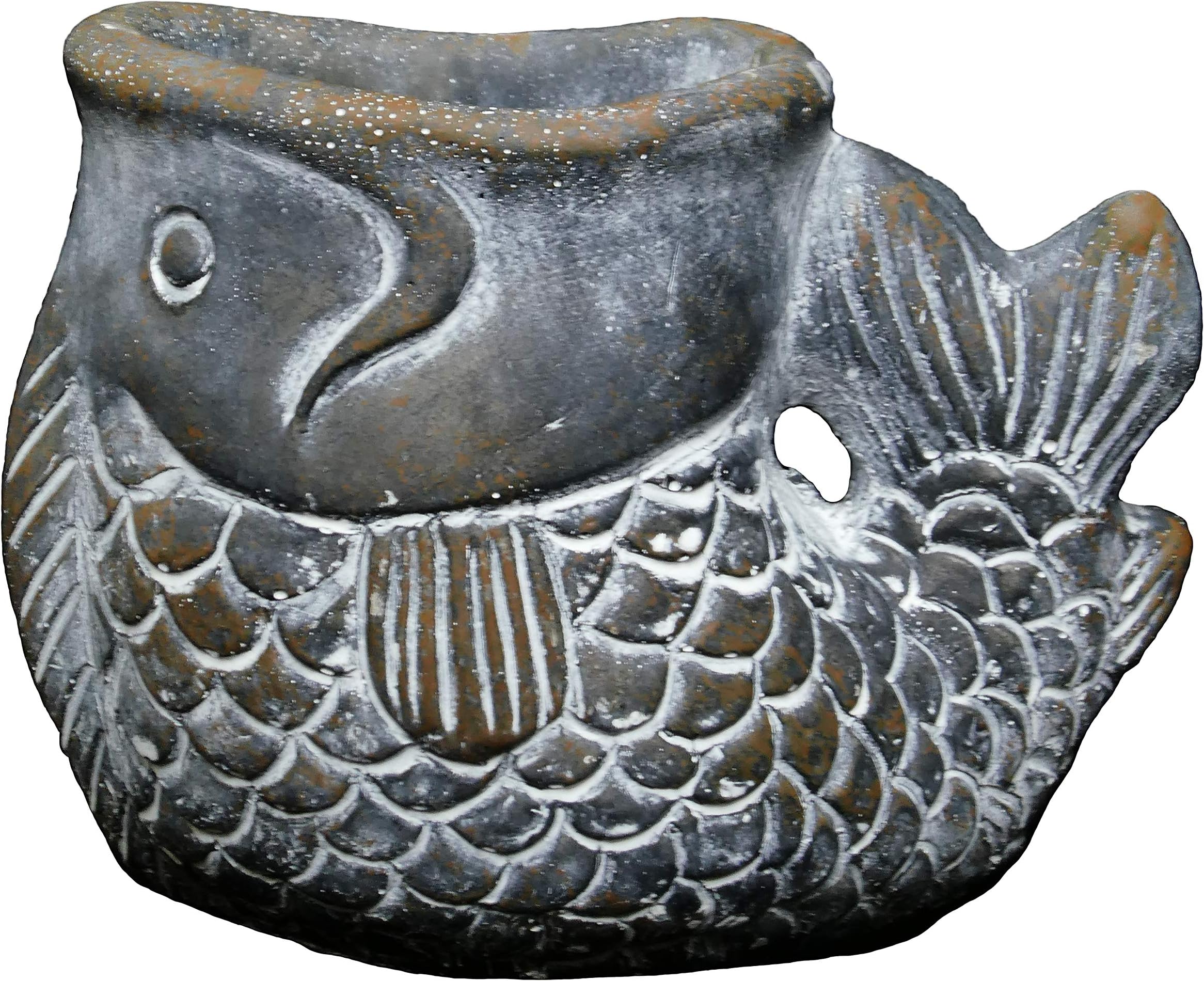Classic Home and Garden Cement Buddies Animal Planter - Cute Desk Decoration - UV Coated Animal Vase w/Removable Drain Plug -Succulent Planter for Indoor/Outdoor Use (Largemouth Bass, Bronze, Small)