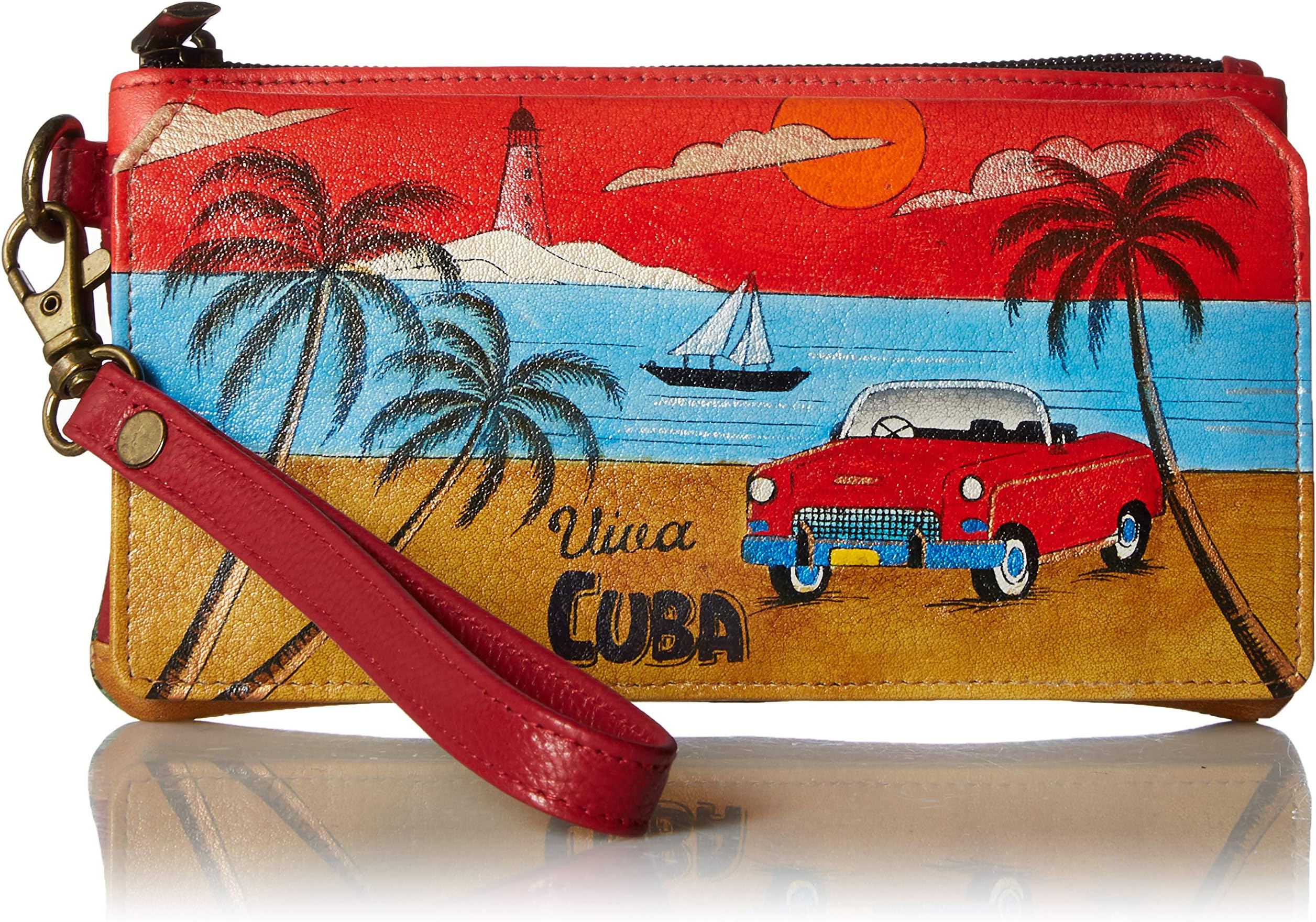 Women's Hand-Painted Genuine Leather Flap Organizer Wallet