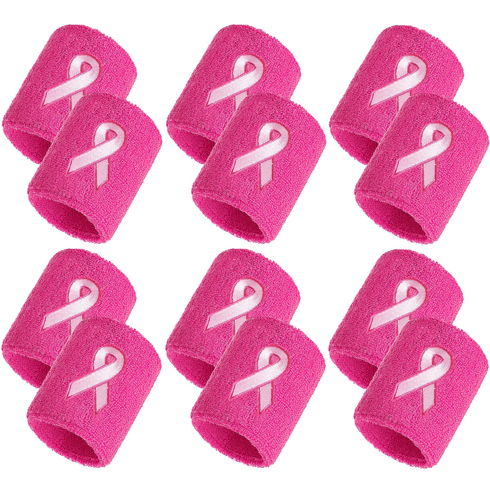 Bememo 12 Pack Breast Cancer Awareness Wristbands Bulk Pink Ribbon
