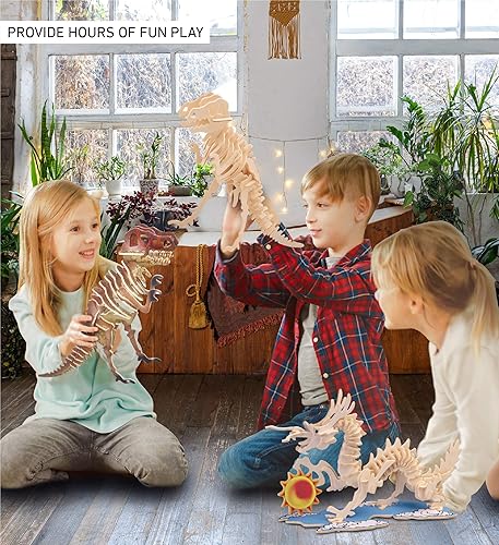 Miniatura 3 de Puzzled Kit de construcción de rompecabezas 3D de madera de tiranosaurio