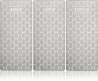 3Pcs Diamond Sharpening Stone Set Diamond Plate Sharpening Stone Professional Bench Stone for Kitchen Sharpening Dull Blun...