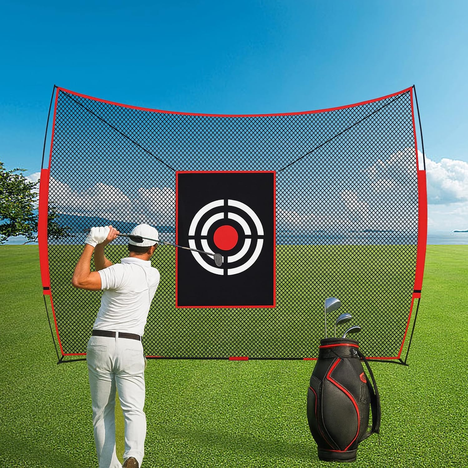 Golf Practice Net Backyard: Durable Swing Training Target – Indoor Outdoor Garage Home Use – Portable for Adults & Men Golfer Beginners