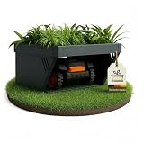 novaterra® Garaje para robot cortacésped de metal con techo para plantas, 60 x 70 x 39,6 cm